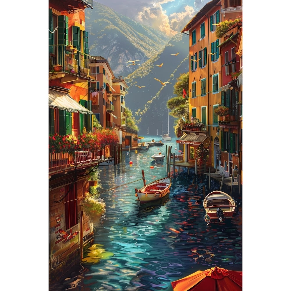 Peinture Paysage Italie, art mural décoration nature