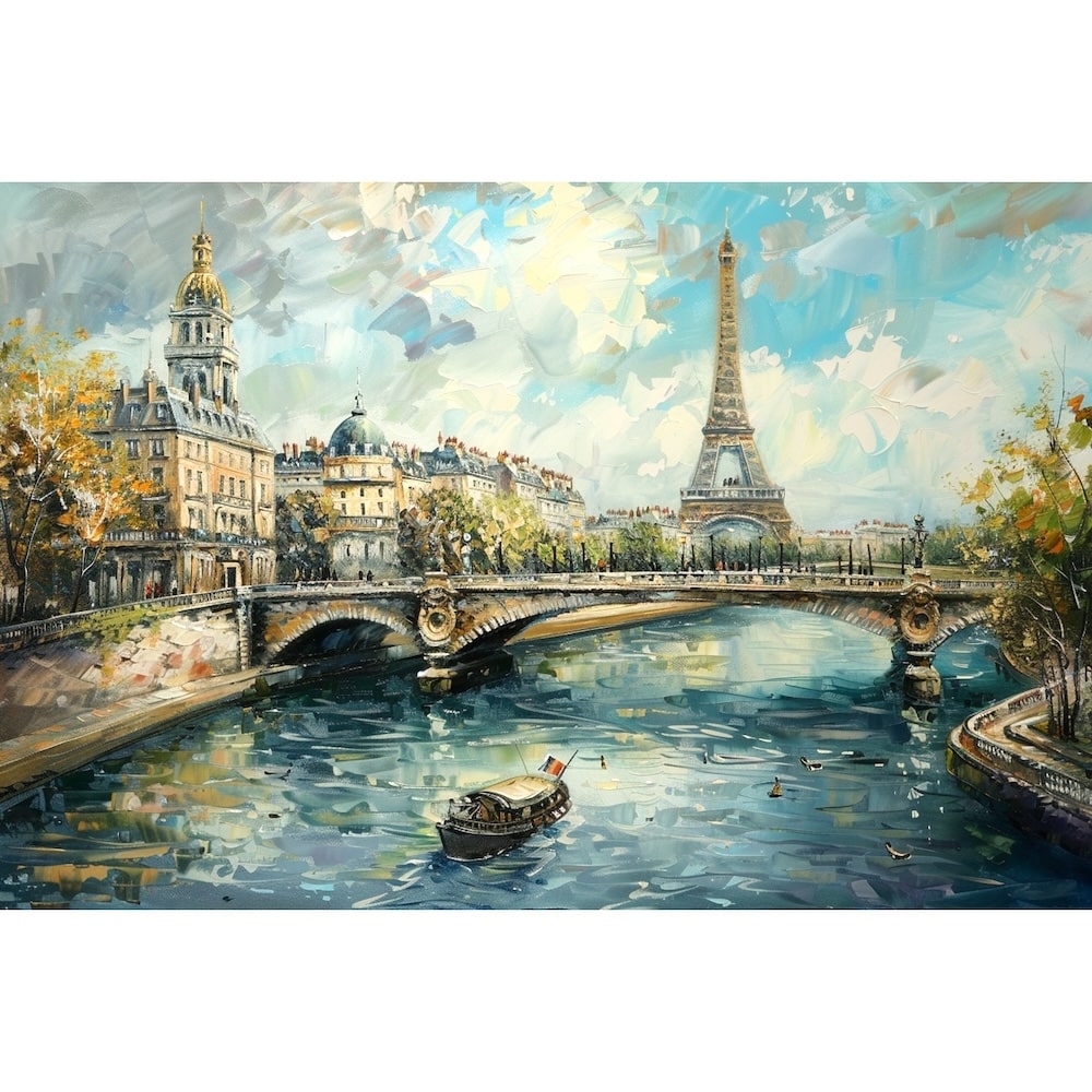 Peinture Paysage Paris, art mural décoration nature