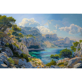 Peinture Paysage Calanques, art mural décoration nature
