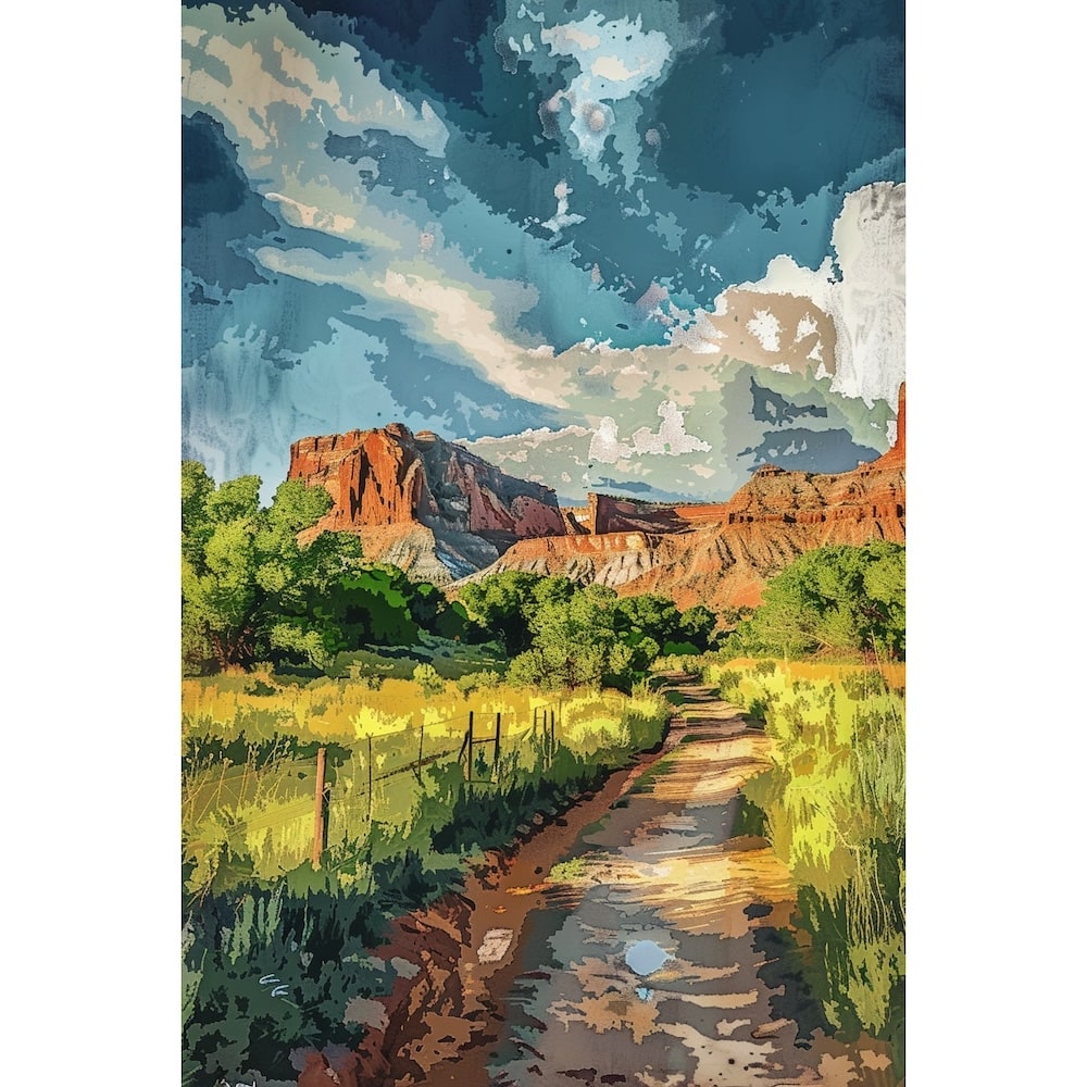 Peinture Paysage USA, art mural décoration nature