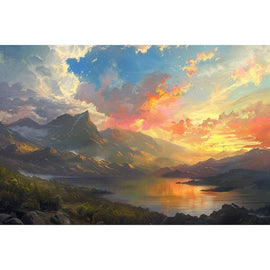 Peinture Paysage Soir, art mural décoration nature