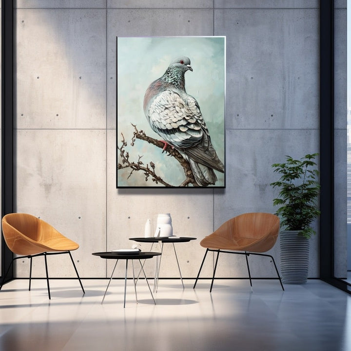 Peinture Pigeon, art mural décoration nature