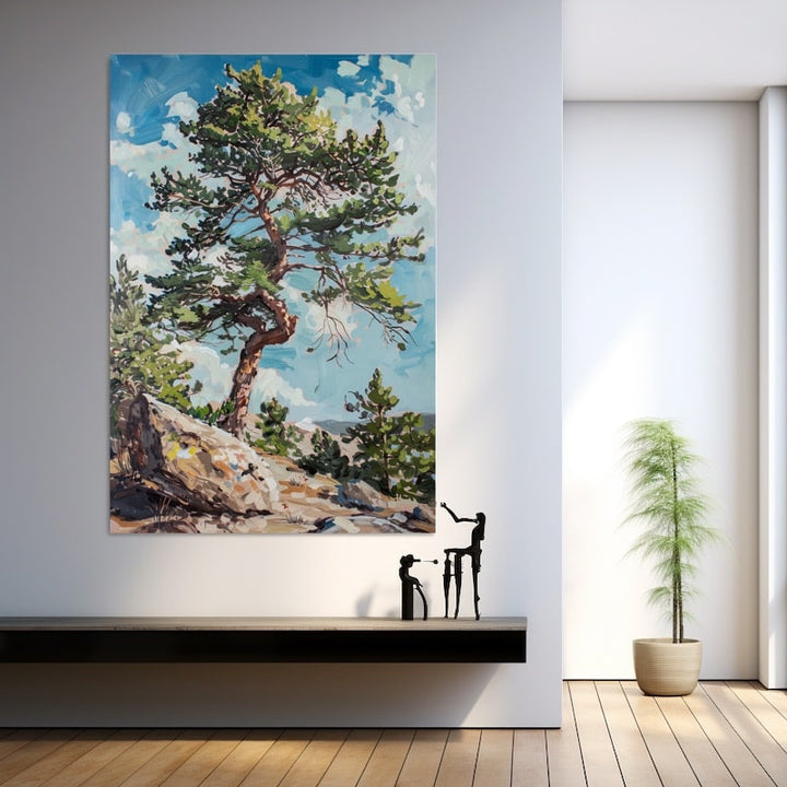Peinture Pin, art mural décoration nature