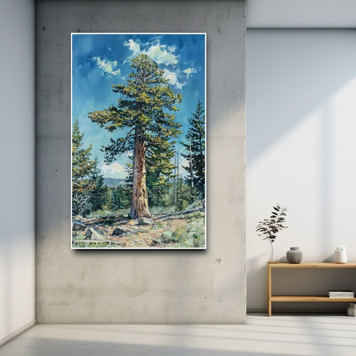 Peinture Pin D’Oregon, art mural décoration nature