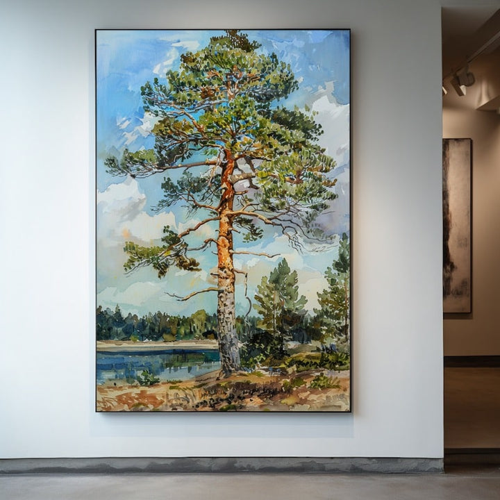 Peinture Pin Maritime, art mural décoration nature