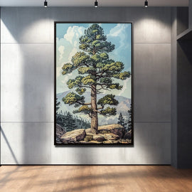 Peinture Pin Parasol, art mural décoration nature