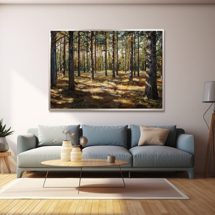 Peinture Pins des Landes, art mural décoration nature