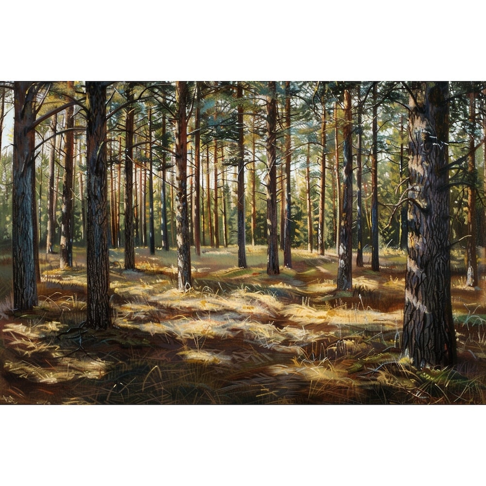 Peinture Pins des Landes, art mural décoration nature