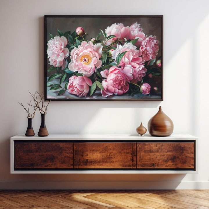 Peinture Pivoines Roses