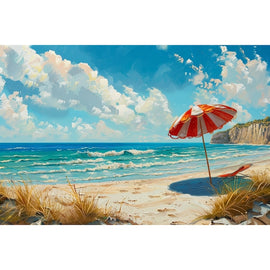 Peinture Plage Parasol, art mural décoration nature