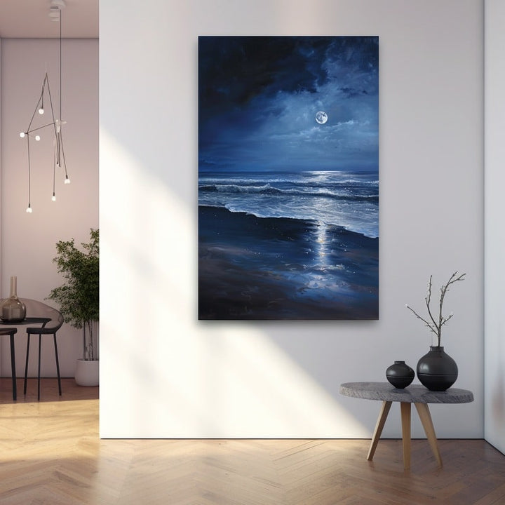 Peinture Plage de Nuit, art mural décoration nature