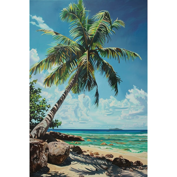Peinture Plage Palmier, art mural décoration nature