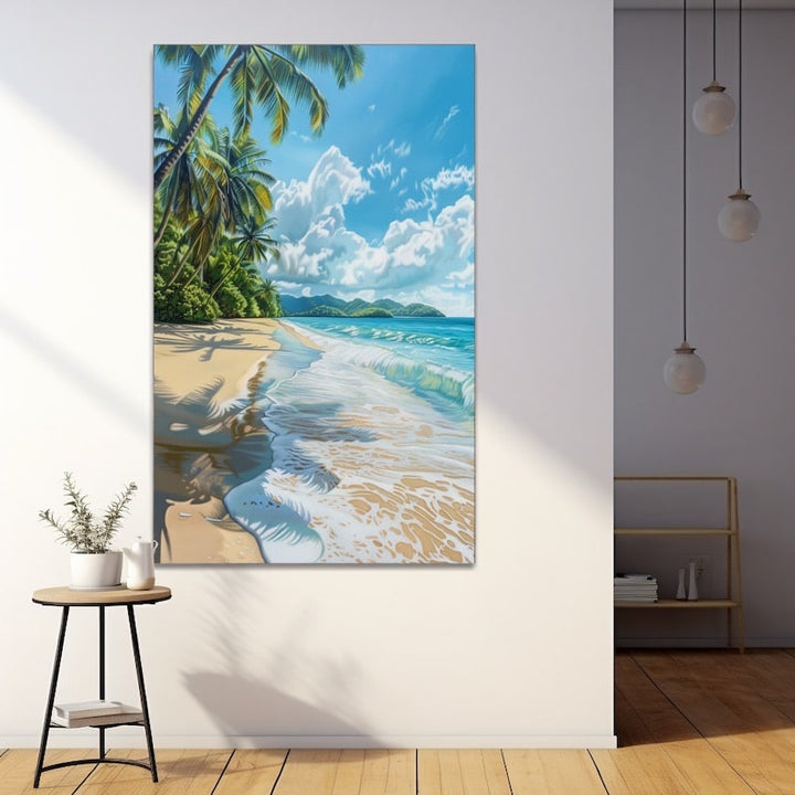Peinture Plage de Sable Fin, art mural décoration nature