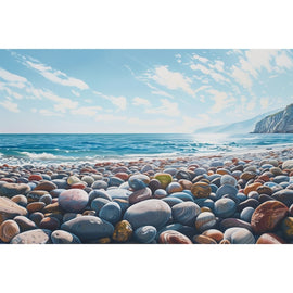 Peinture Plage de Galets, art mural décoration nature