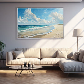 Peinture Plage Paisible, art mural décoration nature