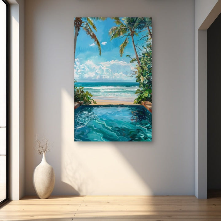 Peinture Plage Piscine, art mural décoration nature