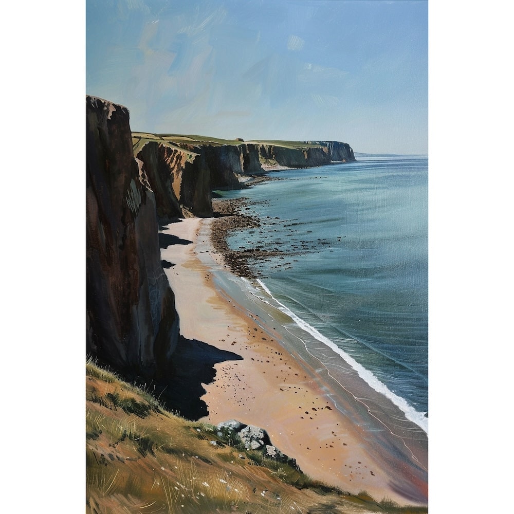 Peinture Plage Bretagne, art mural décoration nature