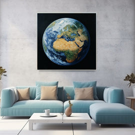 Peinture Planète Terre, art mural décoration nature