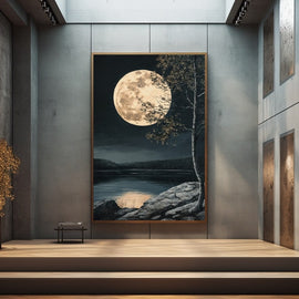 Peinture Pleine Lune, art mural décoration nature