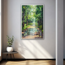 Peinture Pluie d'Été, art mural décoration nature