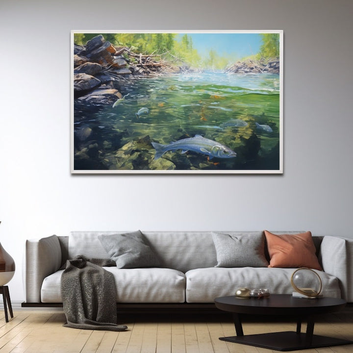 Peinture Poisson Acrylique, art mural décoration nature