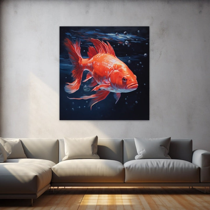Peinture Poisson Rouge, art mural décoration nature