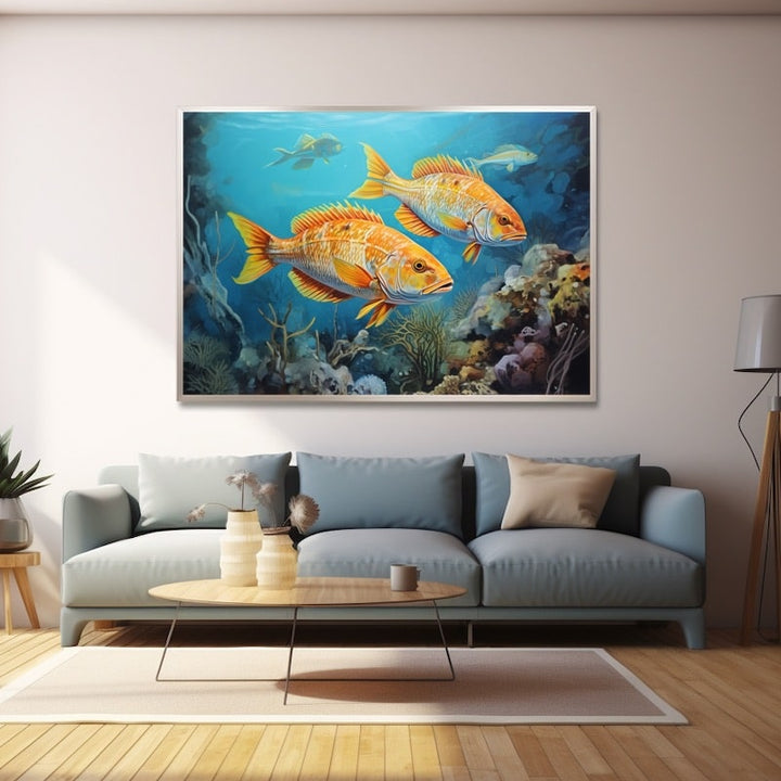 Peinture Poissons, art mural décoration nature