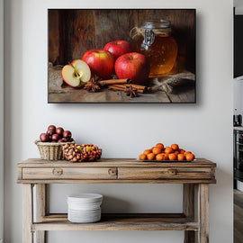 Peinture Pomme d'Hiver Gourmande, art mural décoration nature