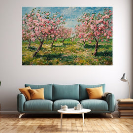Peinture Pommiers en Fleurs, art mural décoration nature