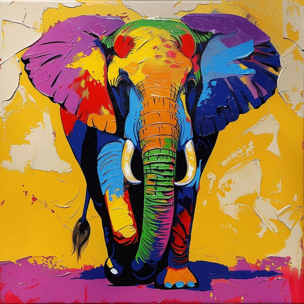 Peinture Éléphant Pop Art, art mural décoration nature
