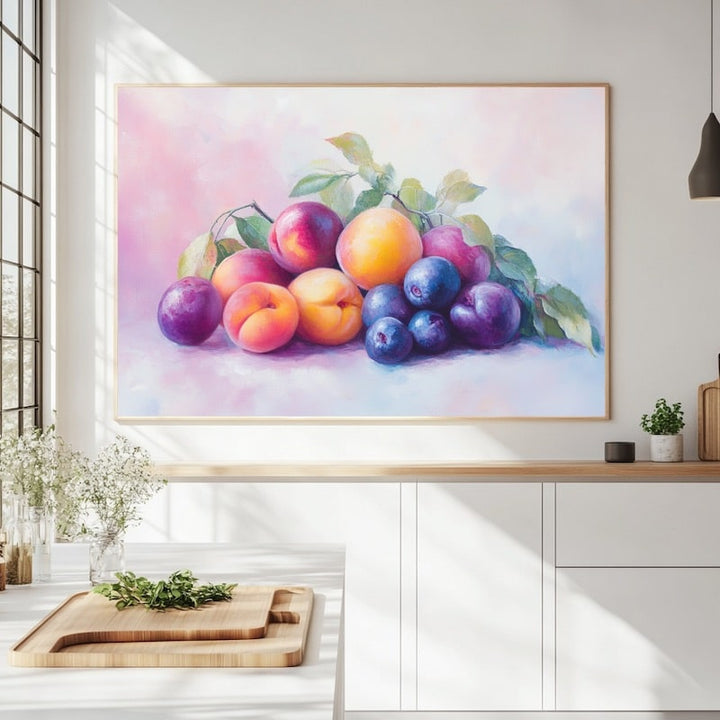 Peinture Prune Cuisine, art mural décoration nature