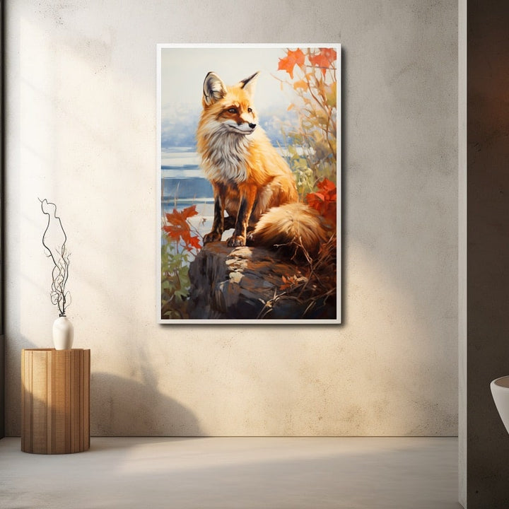 Peinture Renard Roux, art mural décoration nature