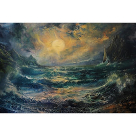 Peinture Rochers Mer, art mural décoration nature