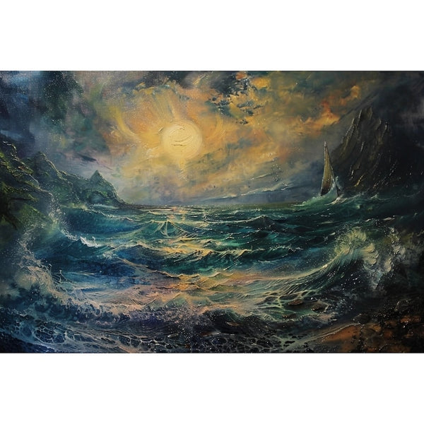 Peinture Rochers Mer, art mural décoration nature