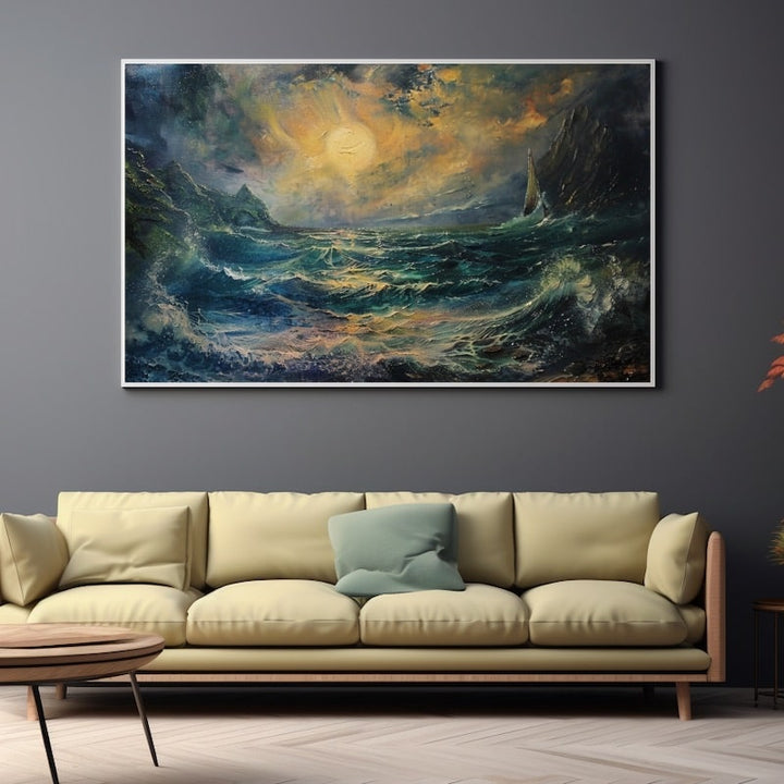 Peinture Rochers Mer, art mural décoration nature