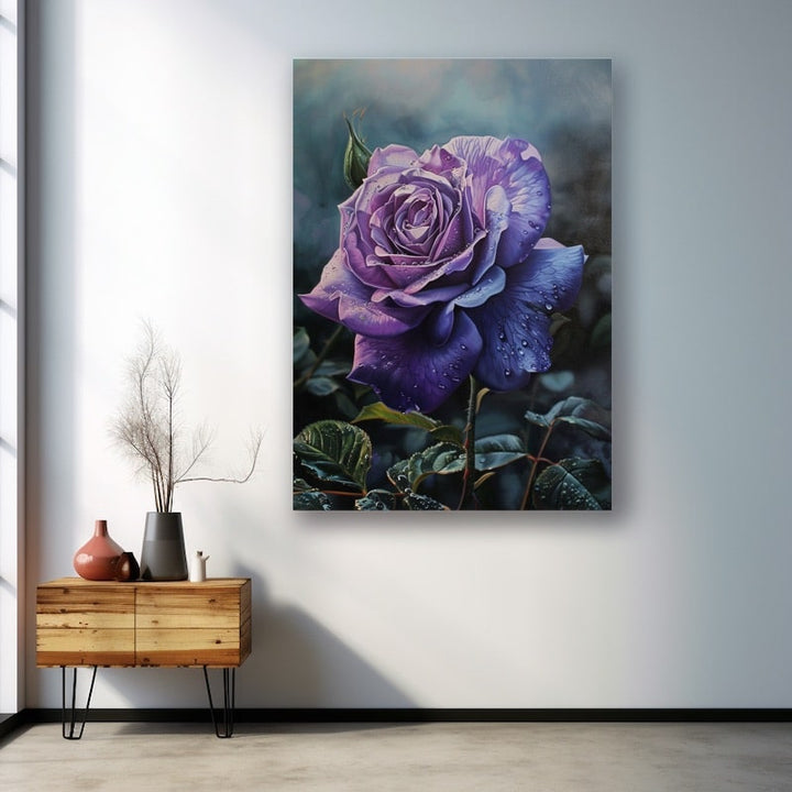 Peinture Rose Mauve, art mural décoration nature