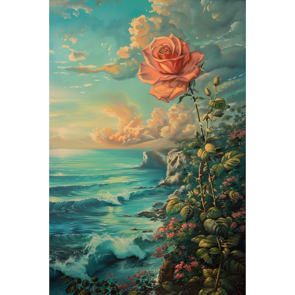 Peinture Rose Paradis, art mural décoration nature