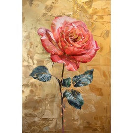 Peinture Rose Or, art mural décoration nature