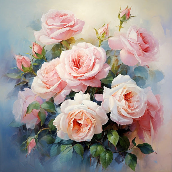 Tableau Peinture Roses Anciennes, art mural décoration nature