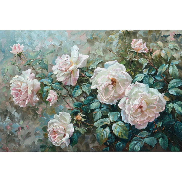 Peinture de Roses Anciennes, art mural décoration nature