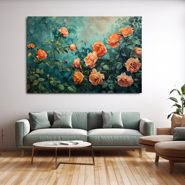 Peinture Rosier, art mural décoration nature