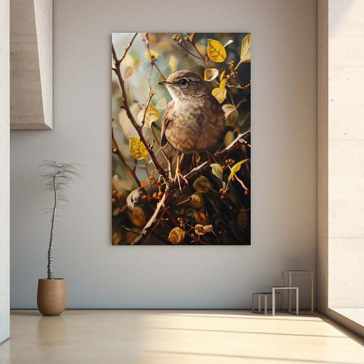 Peinture Rossignol, art mural décoration nature