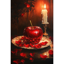 Peinture Rouge Pomme d'Amour, art mural décoration nature