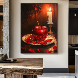 Peinture Rouge Pomme d'Amour, art mural décoration nature