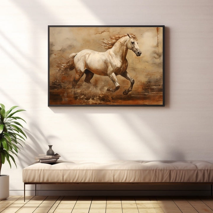 Peinture Rupestre Cheval, art mural décoration nature