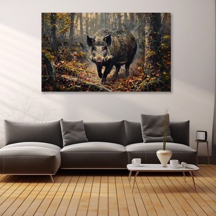Peinture Sanglier, art mural décoration nature