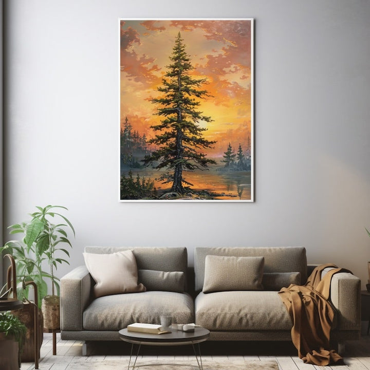 Peinture Sapin, art mural décoration nature