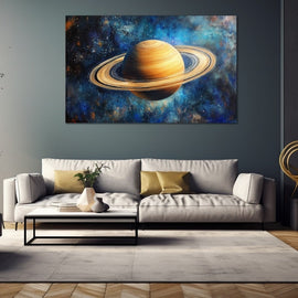 Peinture Saturne, art mural décoration nature