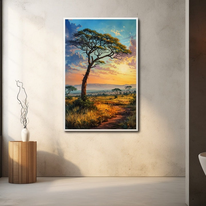 Peinture Savane, art mural décoration nature