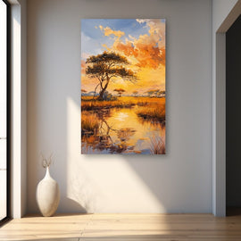 Peinture Savane Africaine, art mural décoration nature
